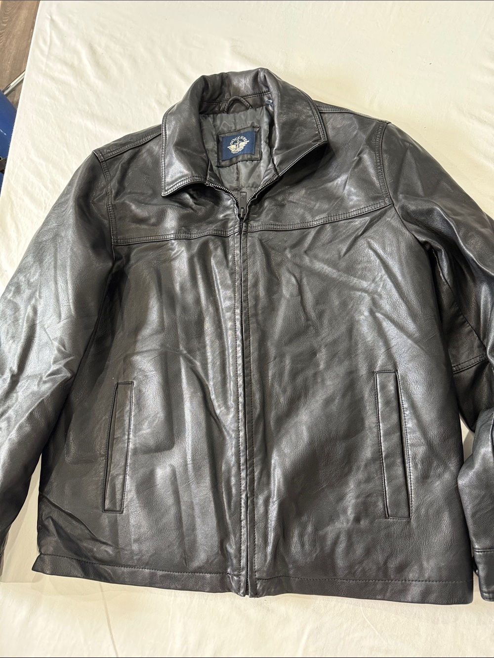 Dockers Black Leather Bomber Jacket